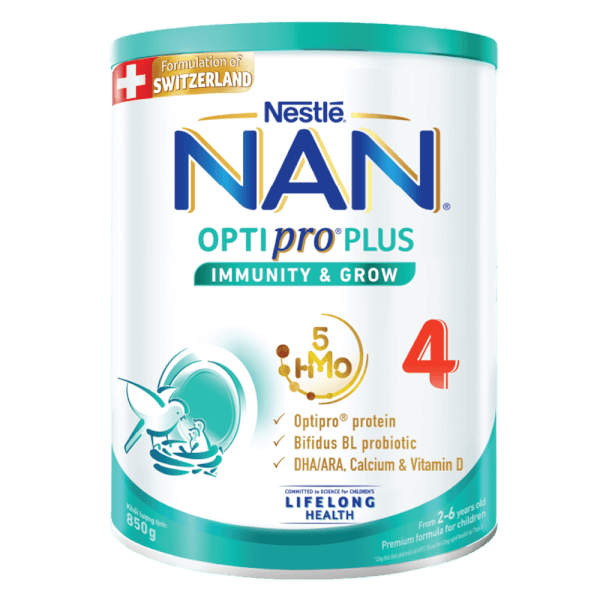 Sữa bột NAN Optipro số 4 850g – Bổ sung 5 HMO, cho trẻ từ 2 đến 6 tuổi