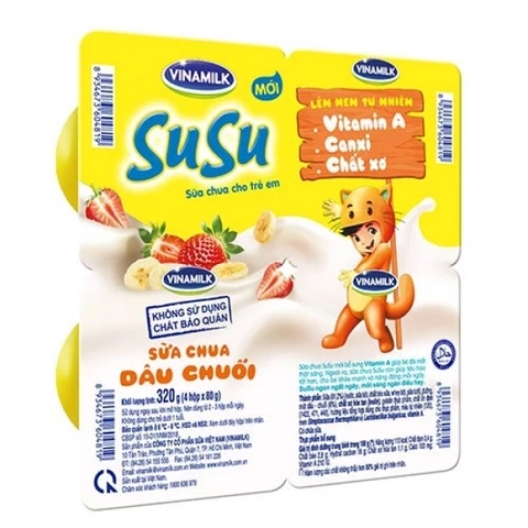 Sữa chua dâu chuối susu 80g*4/12