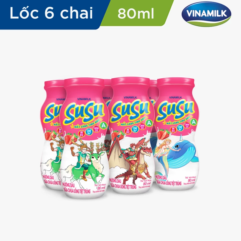 Sữa Chua Susu dâu, IQ chai 80 ml lốc 6/8