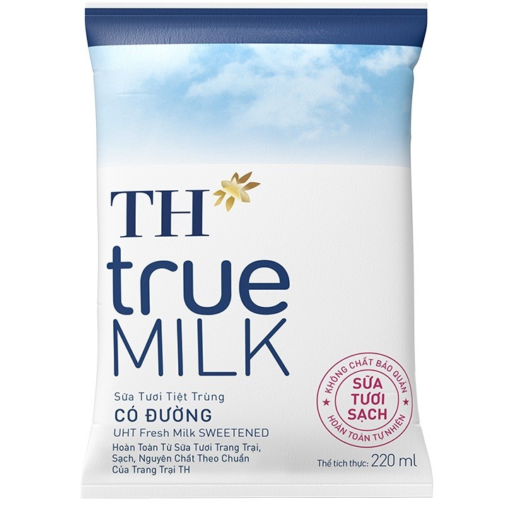 Sữa tươi tiệt trùng có đường TH true milk 220ml/48
