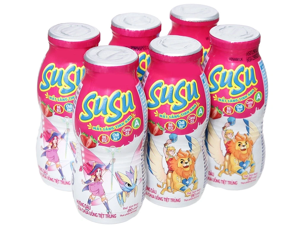Sữa Chua Susu dâu, IQ chai 80 ml lốc 6/8