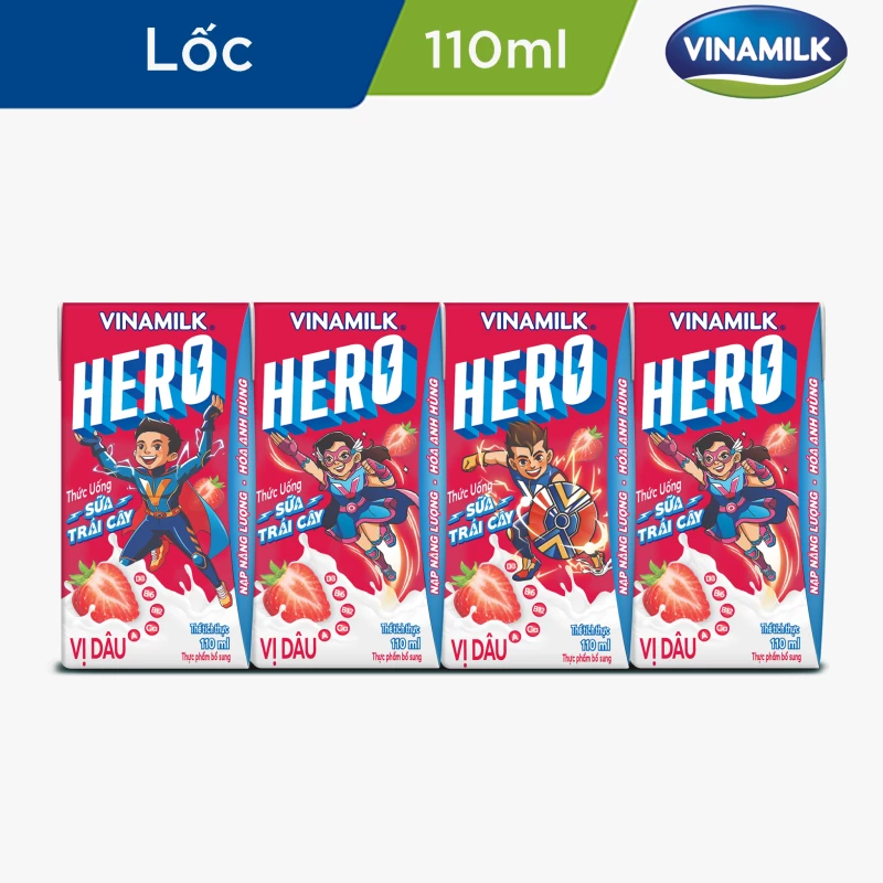 Sữa trái cây vị dâu vinamilk Hero 110ml/12