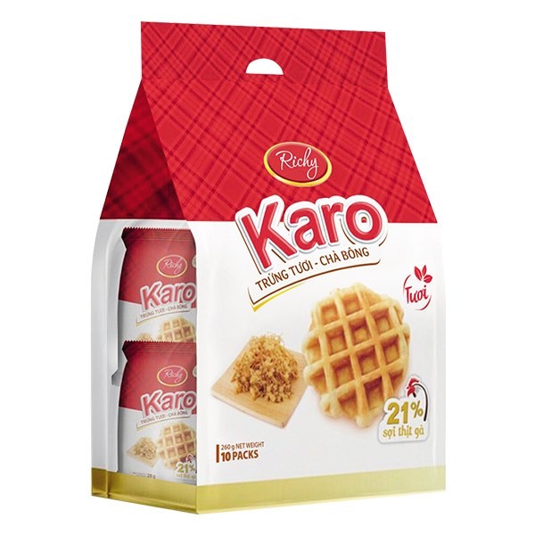 Karo sợi thịt gà túi 10 bánh 260g/8