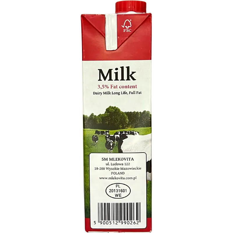 Sữa tươi tiệt trùng nguyên kem Mlekovita 3.5% – Hộp 1 lít – Nhập khẩu từ Ba Lan