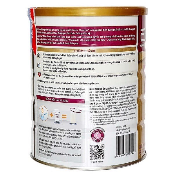 Sữa Bột Glucena 850g hương vani mới