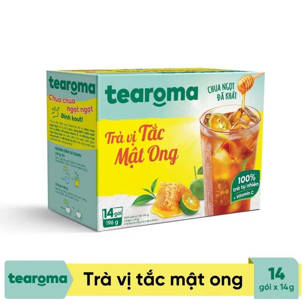 TEAROMA TRÀ TẮC MẬT ONG HOÀ TAN hộp ( 14 gói x 14 gam)