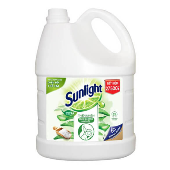 Nước rửa chén Sunlight thiên nhiên muối khoáng và lô hội 3.6kg