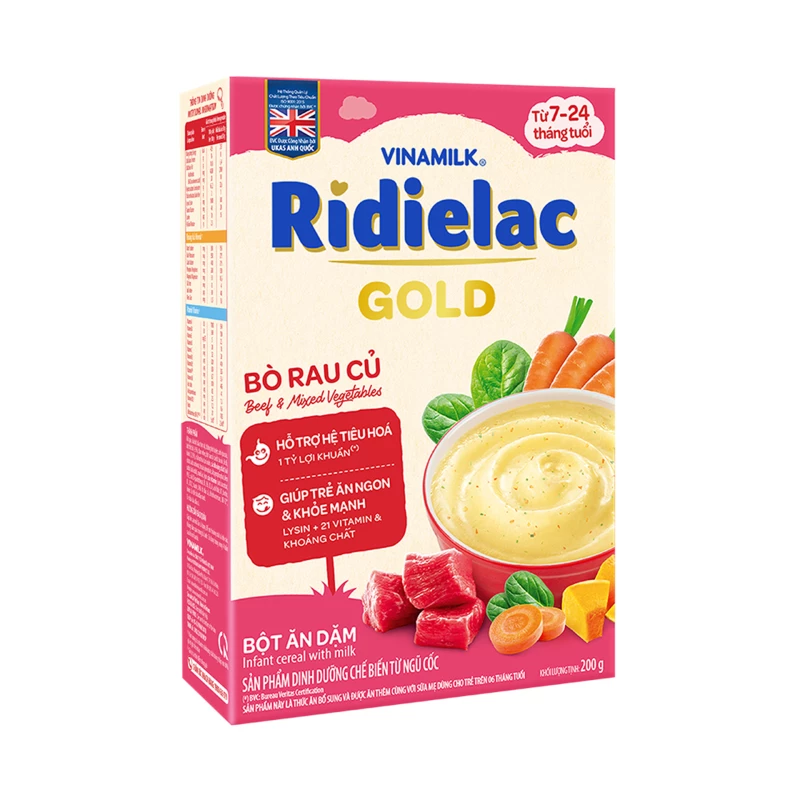 Bột Ăn Dặm Dielac alpha bò rau củ gold 200g