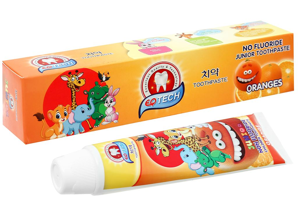 Kem đánh răng tặng kèm bàn chải đánh răng trẻ em EQ Tech Junior (cam) 75g