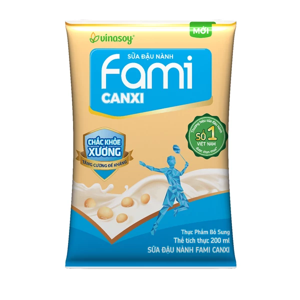 Sữa đậu nành Fami canxi 200ml túi