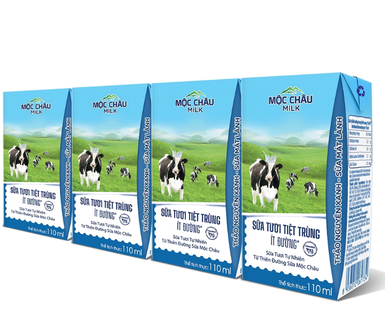 Sữa Mộc Châu ít đường 110ml - Lốc 04