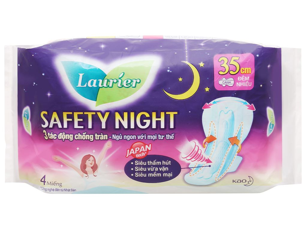 Băng vệ sinh Laurier Safety Night đêm siêu an toàn 35cm – 4M Miếng