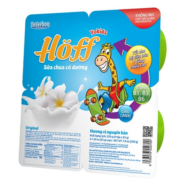 Sữa chua nguyên bản hoff 55g*4/12