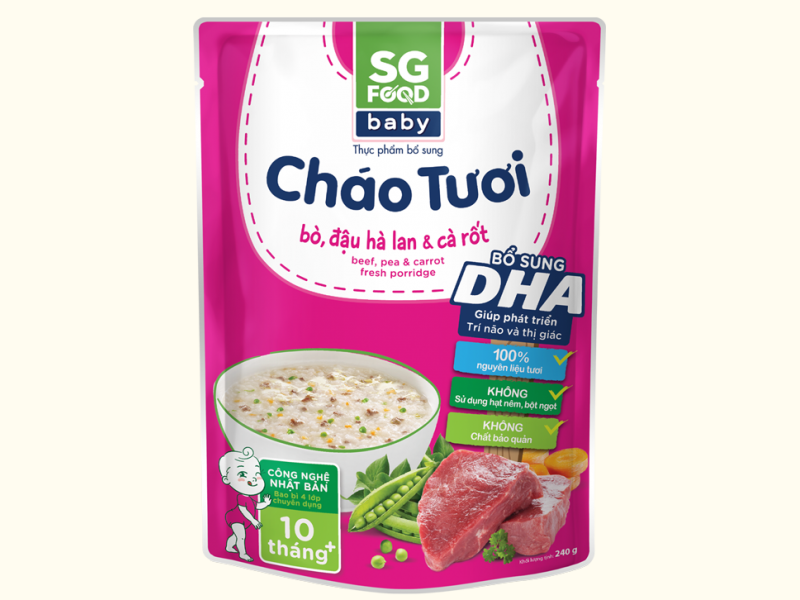 Cháo tươi baby bò đậu hà lan cà rốt 240g