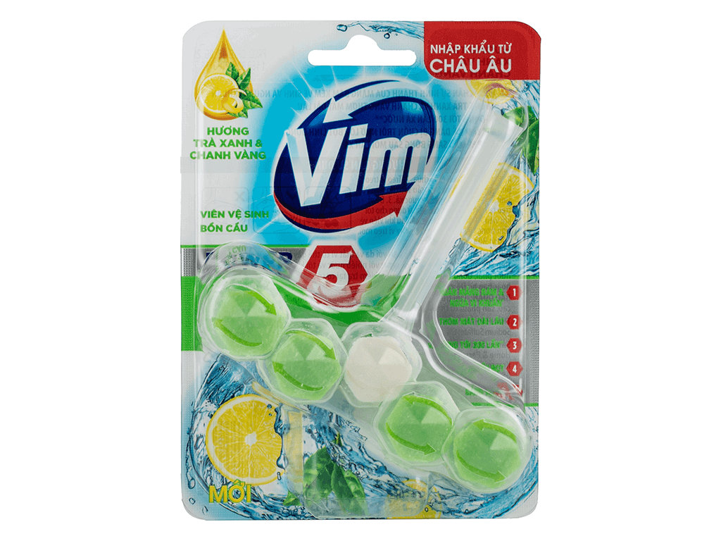 Vim viên treo bồn cầu trà xanh và chanh 55g