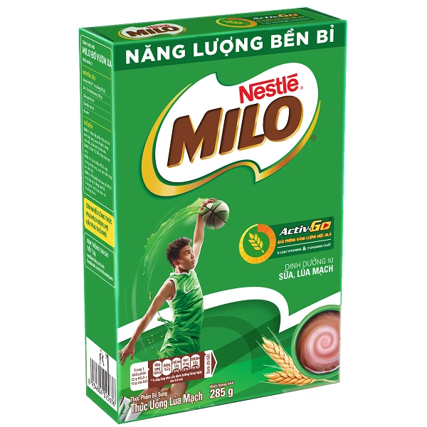 Thức uống lúa mạch Nestlé Milo – Hộp giấy 285g – Bổ sung năng lượng, canxi, hỗ trợ phát triển chiều cao và thể lực cho trẻ
