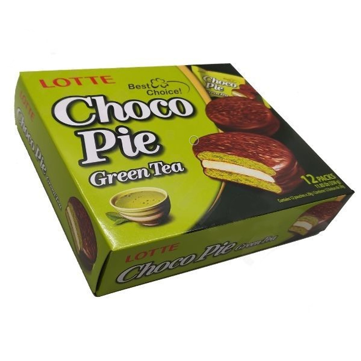 Bánh  Lotte Choco Pie Green Tea 12pack 336g/8