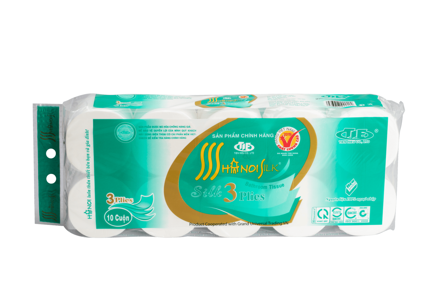 Giấy vệ sinh Hà Nội  Silk không lõi xanh 10 cuộn *3 lớp