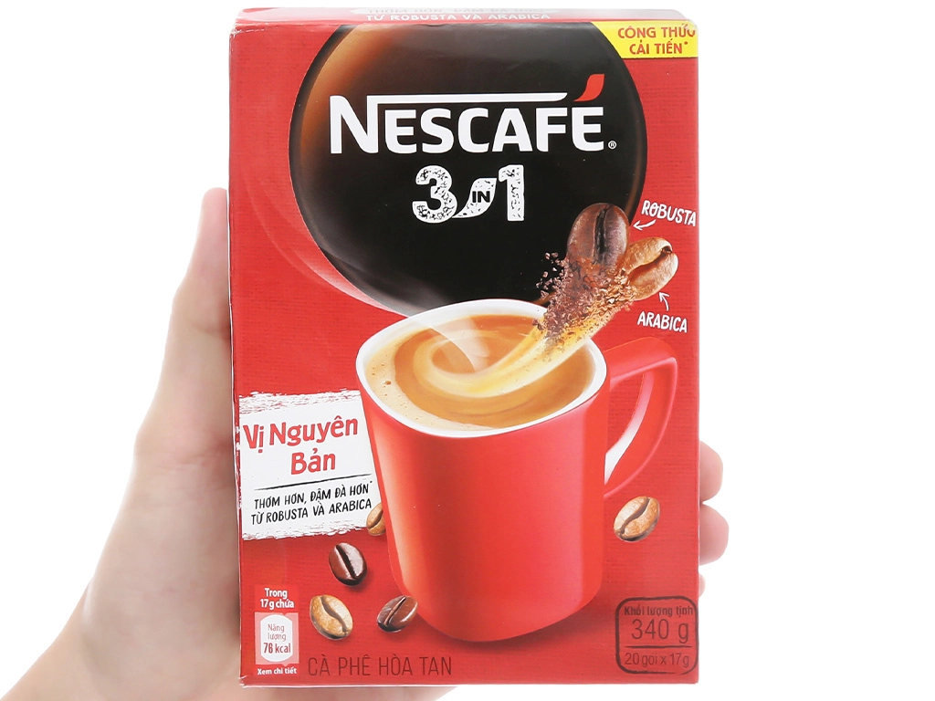 Cafe Nescafe sữa 3 in1 Original nguyên bản hài hòa (đỏ) 20, 22gói*17g/24