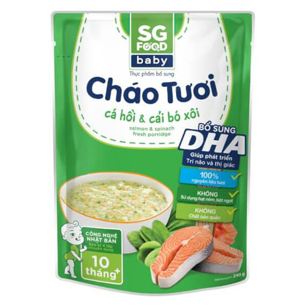 Cháo tươi baby cá hồi cải bó xôi 240g