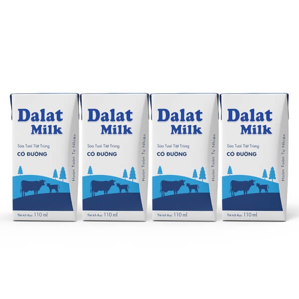 Sữa tươi tiệt trùng có đường dalatmilk 110 có đường_Lốc 04 hộp