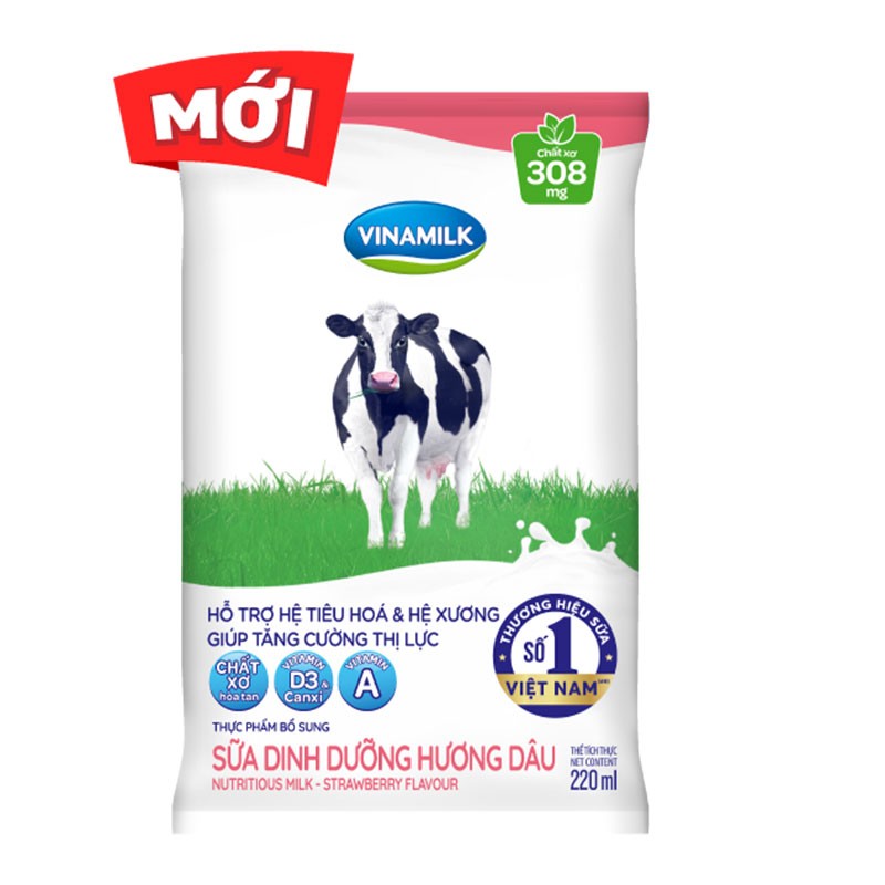 Sữa VNM túi 200ml, 220ml dâu