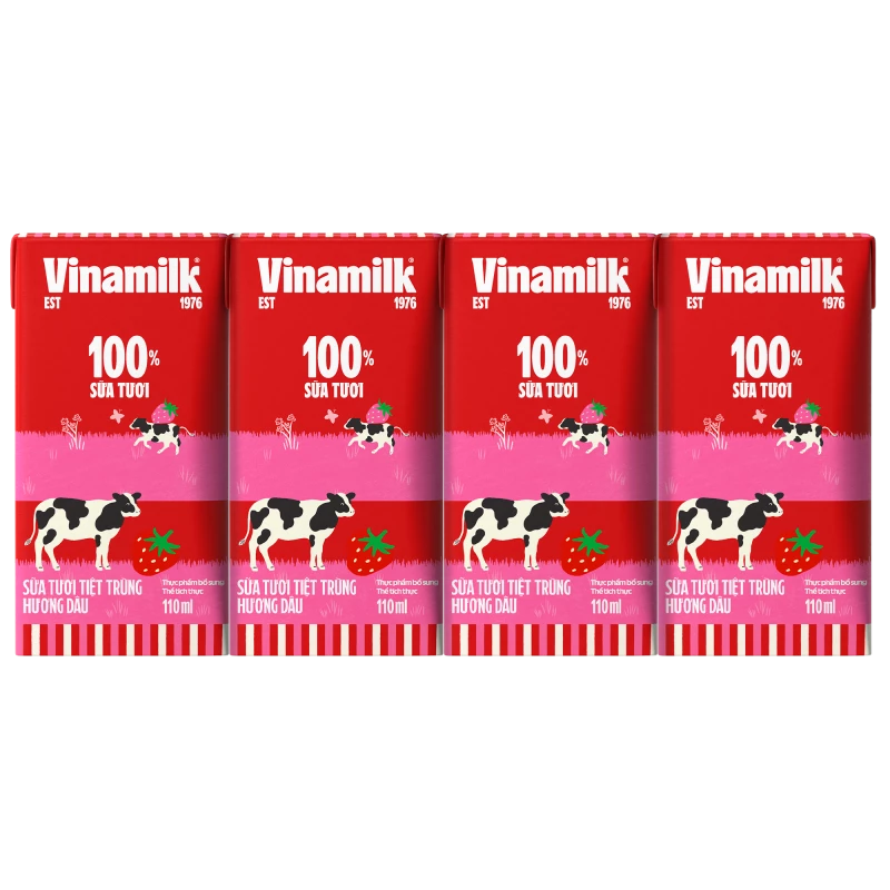 Sữa Tươi Vinamilk đàn bò 110ml dâu /12