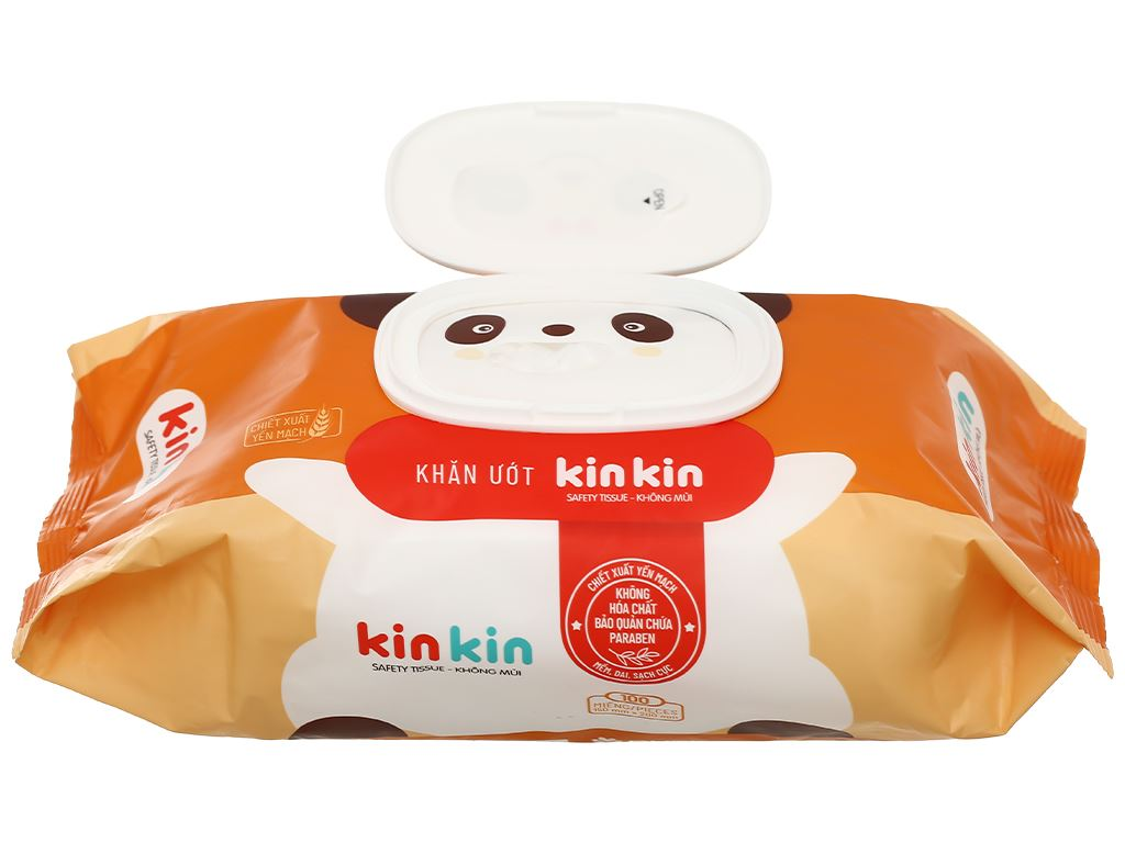 Khăn ướt có nắp không mùi Kin Kin hình thú 100 tờ