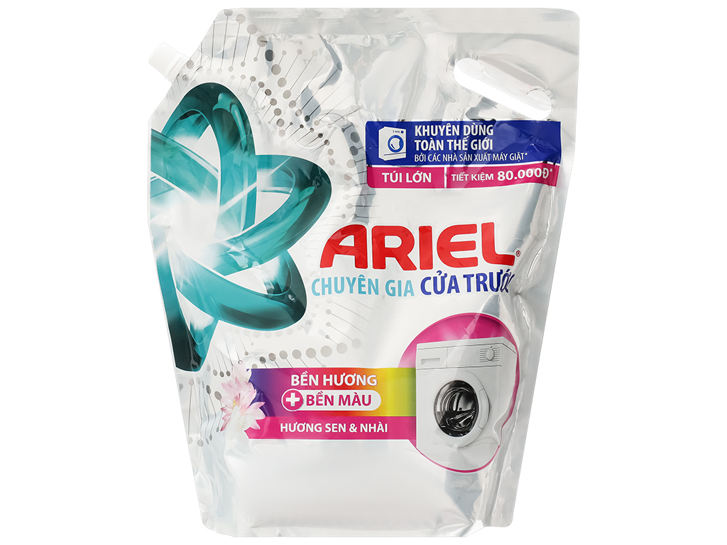 Nước giặt Ariel cửa trước hương sen nhài bền hương túi 3.05kg