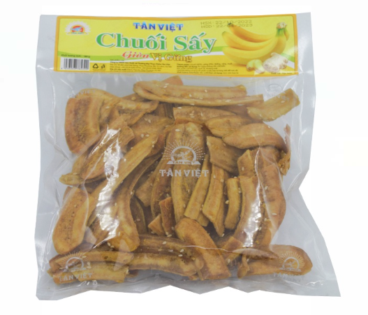 Chuối sấy giòn vị gừng Tân Việt gói 180g