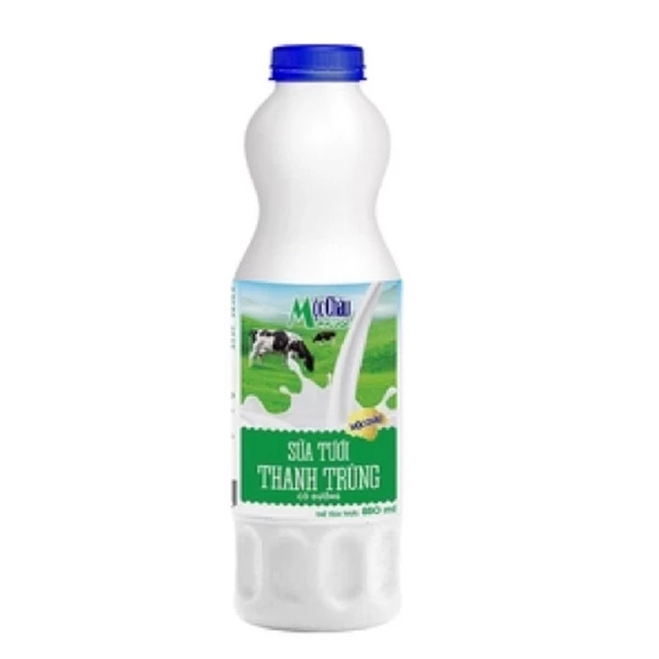 Sữa tươi Mộc Châu thanh trùng có đường chai 880 ml, 900ml