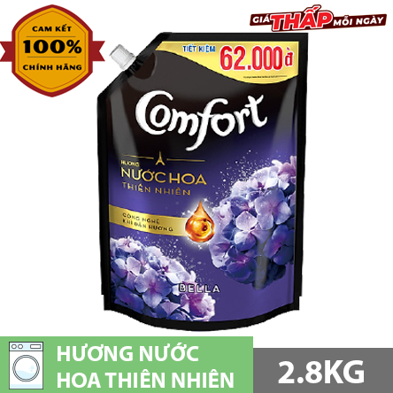 Nước xả vải Comfort hương nước hoa tự nhiên diệu kỳ tím (bella)  túi 2.8 kg