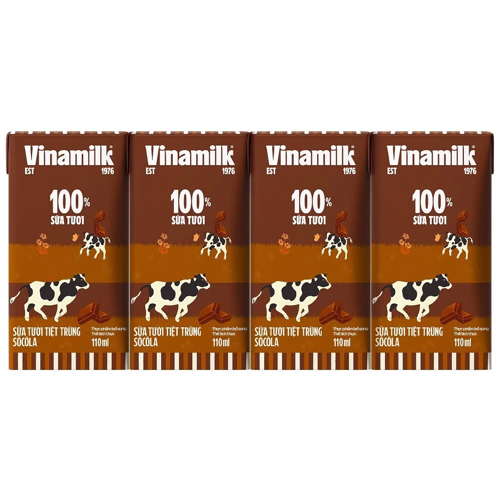 Sữa Tươi Vinamilk Hương Socola 110ml Lốc 4 Hộp