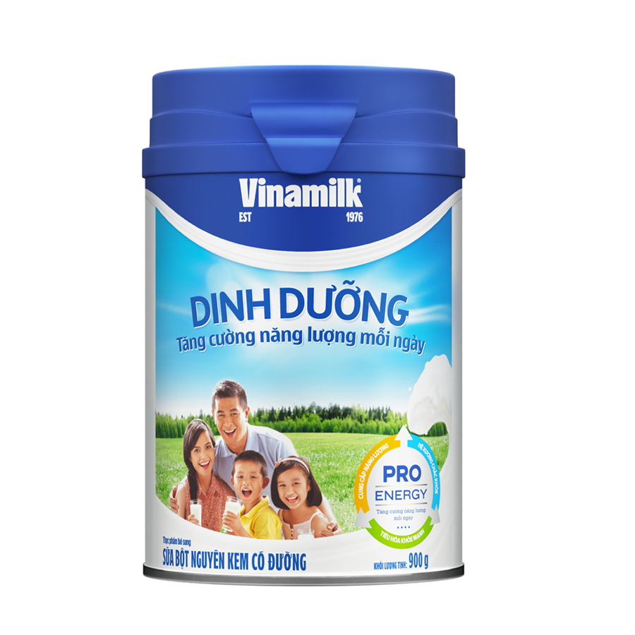 Sữa bột nguyên kem Vinamilk có đường – Hộp thiếc 900g – Giàu năng lượng, thơm béo dễ uống