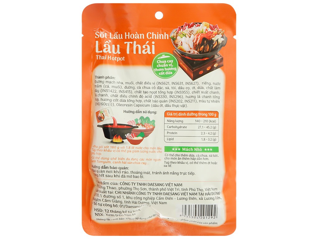 Sốt lẩu hoàn chỉnh lẩu thái O' food 180g*40