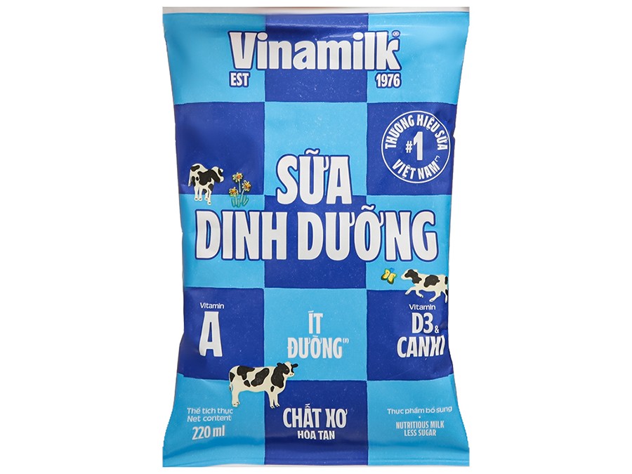 Sữa VNM túi 200ml, 220ml ít đường/48