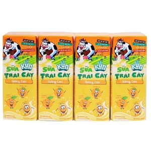 Sữa trái cây Kun hương Cam 180ml_Lốc 04 hộp