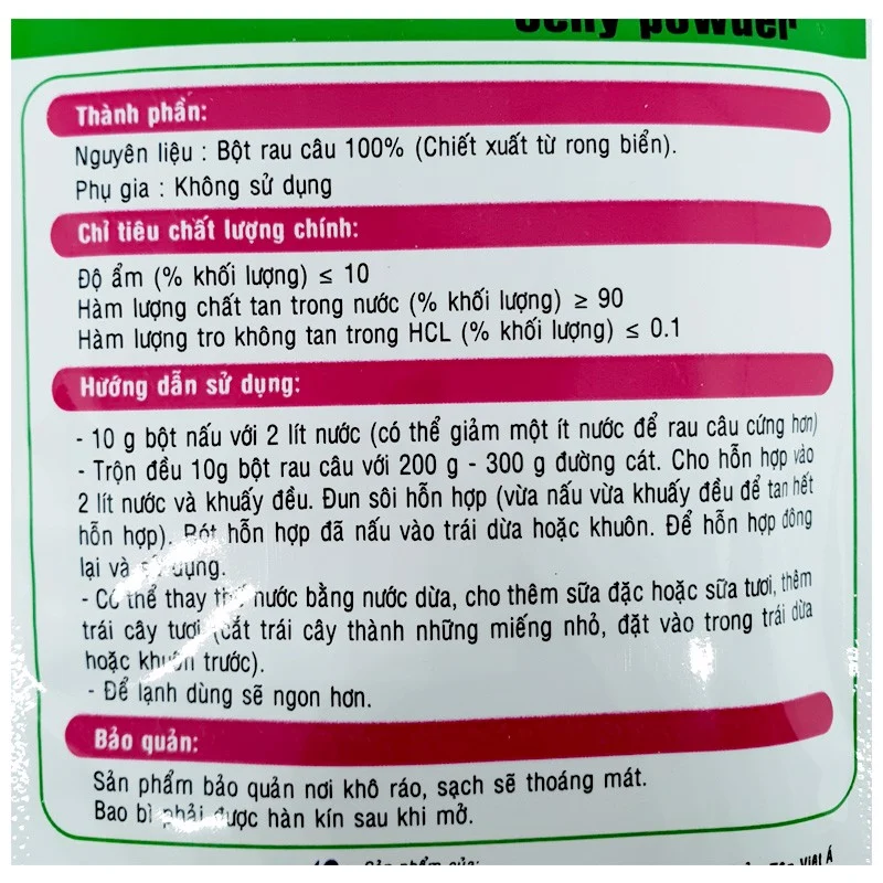Bột rau câu vinathach 10g/20/24