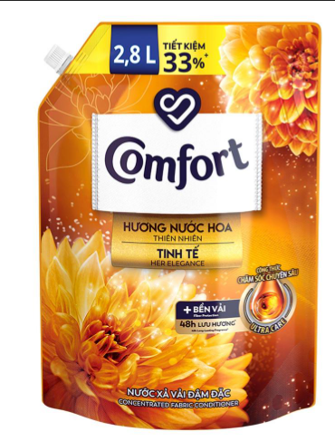 Nước xả vải Comfort hương nước hoa tự nhiên tinh tế vàng (sophia) túi 2.8 kg