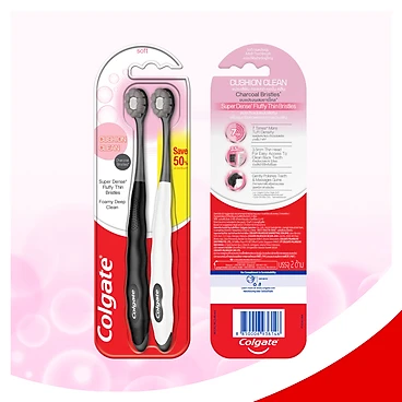 Bàn chải đánh răng Colgate Cushion Clean Charcoal Twin bộ đôi