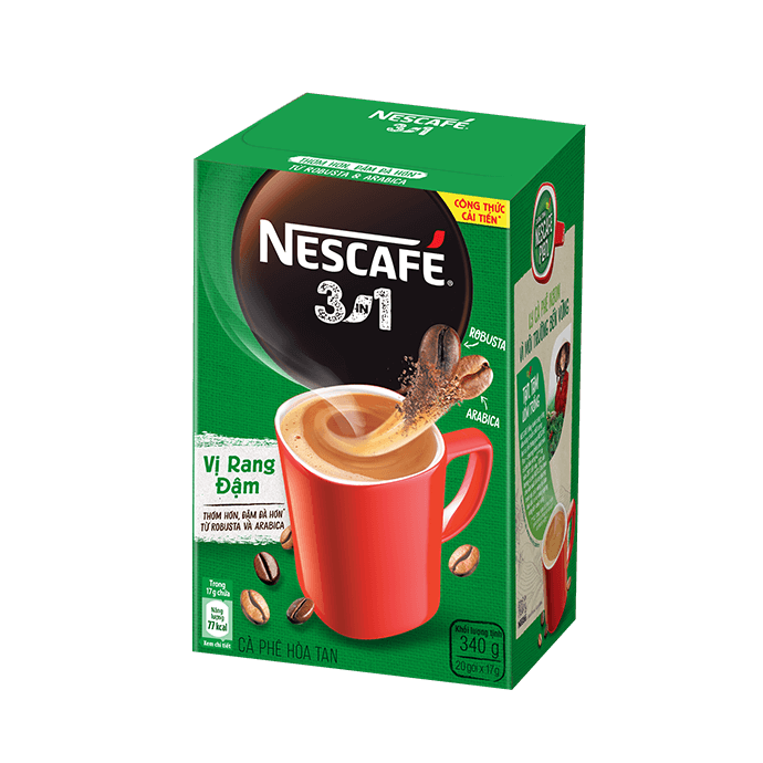 Nescafe sữa 3 in 1 vị rang đậm đà hơn hộp xanh ( 17 gam x 20 gói)