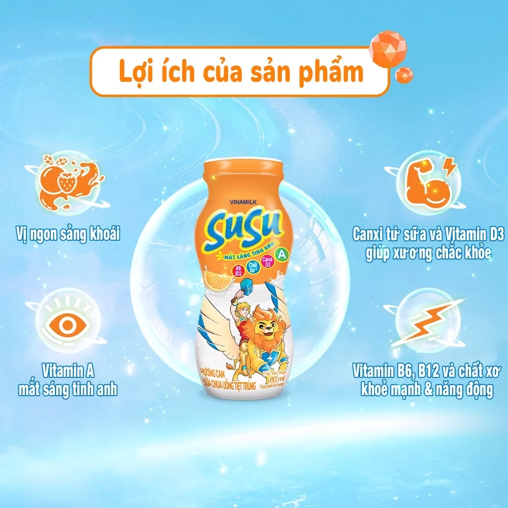 Sữa Chua susu cam, IQ chai 80 ml lốc 6/ 8