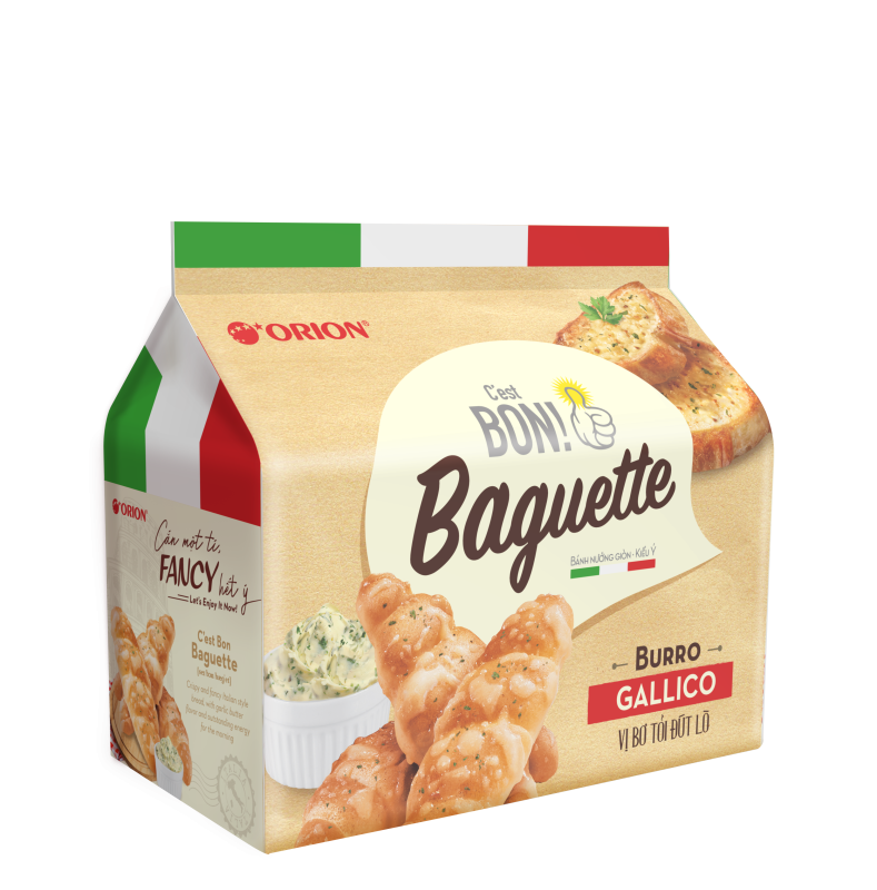 Bánh nướng giòn kiểu Ý C'est Bon Baguette vị bơ tỏi đút lò 180g/10