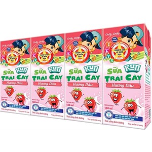 Sữa trái cây Kun hương dâu 180 ml_Lốc 04 hộp