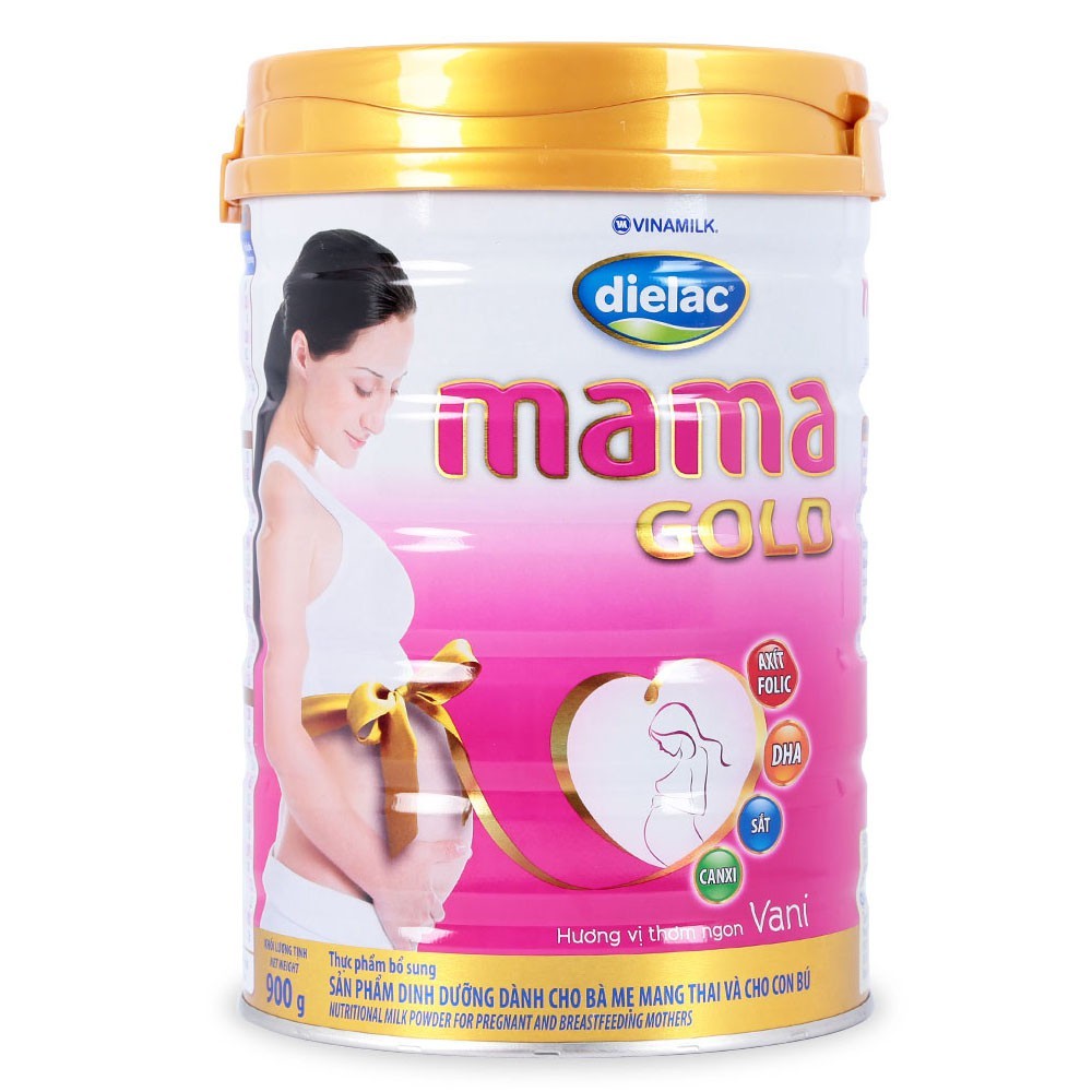 Sữa bột Dielac Mama Gold – Hộp 900g – Dành cho mẹ bầu và cho con bú, bổ sung DHA, canxi, sắt và chất xơ hòa tan