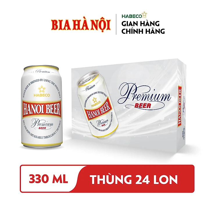 Bia lon Hanoi Beer Premium sleek 330ml/24