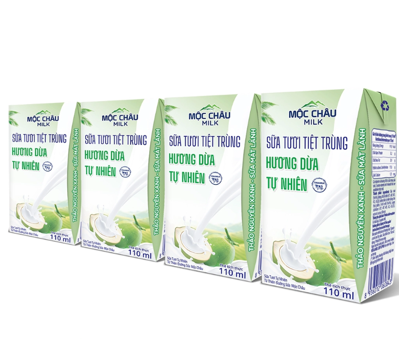 Sữa tươi tiệt trùng Mộc châu dừa 110ml_Lốc 4 hộp