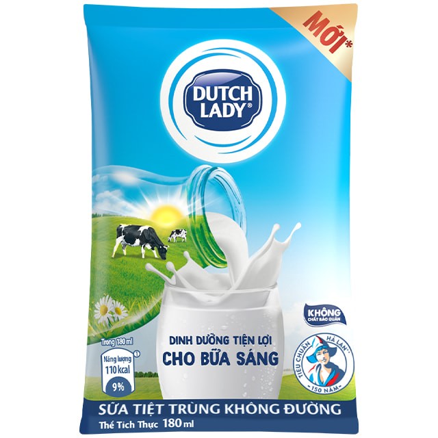 Sữa Tươi Tiệt Trùng Cô Gái Hà Lan Không Đường 180ml