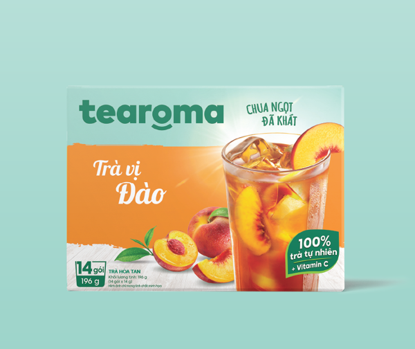 TRÀ ĐÀO HOÀ TAN TEAROMA HỘP 196 gam ( 14 gói x 14 gam)