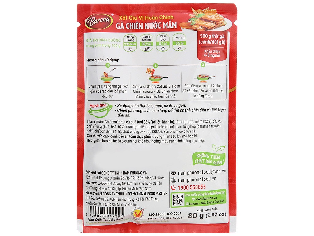 Xốt GVHC Barona - Gà chiên nước mắm 80g/80